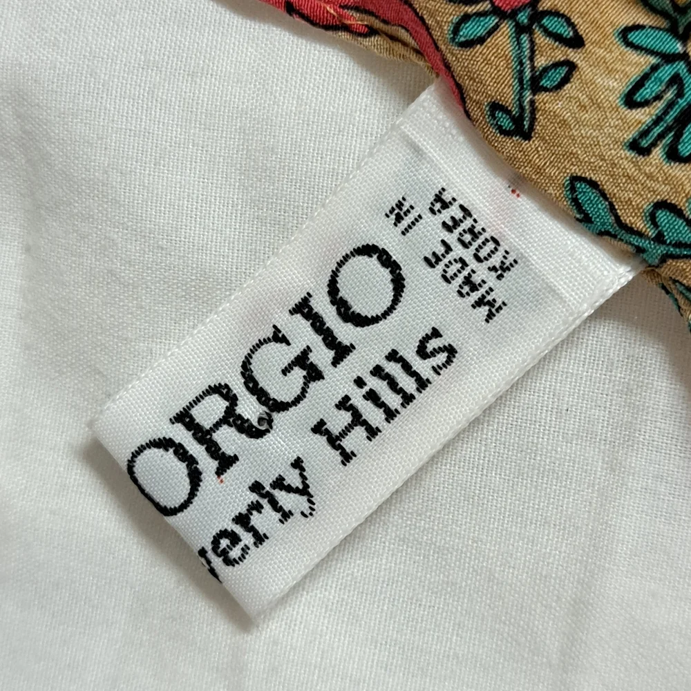 Silk Georgio Beverly Hills California Graphic Scarf in Pink and Teal